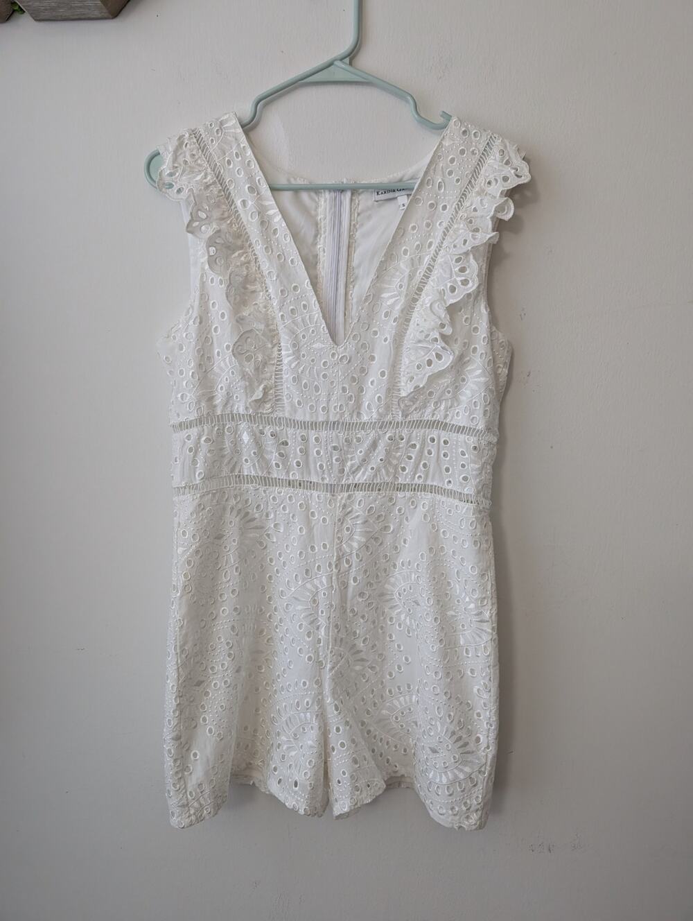 Karina Grimaldi white cotton eyelet romper